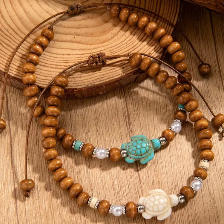 Sea Turtle Anklet/Bracelet Set | Willow & the Waves Collection