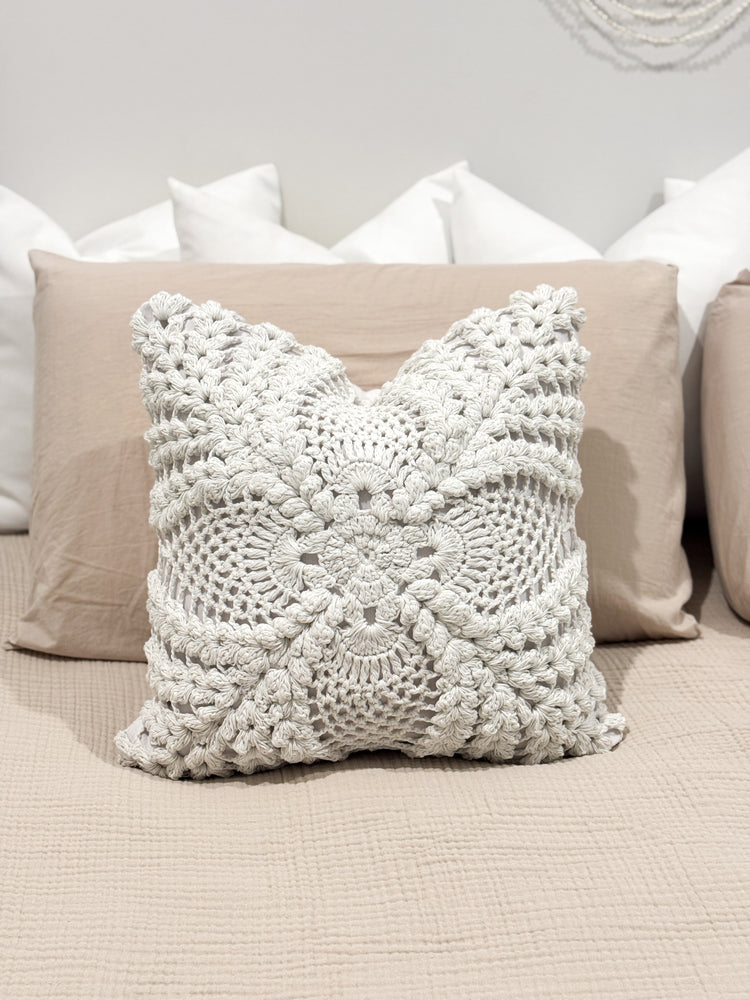 Maria Crochet Cushion Cover | White | 50x50cm