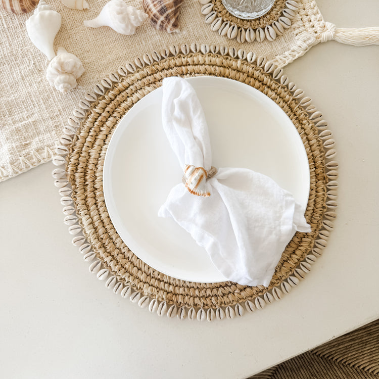 Bora Bora Raffia Placemat with Cowrie Shells