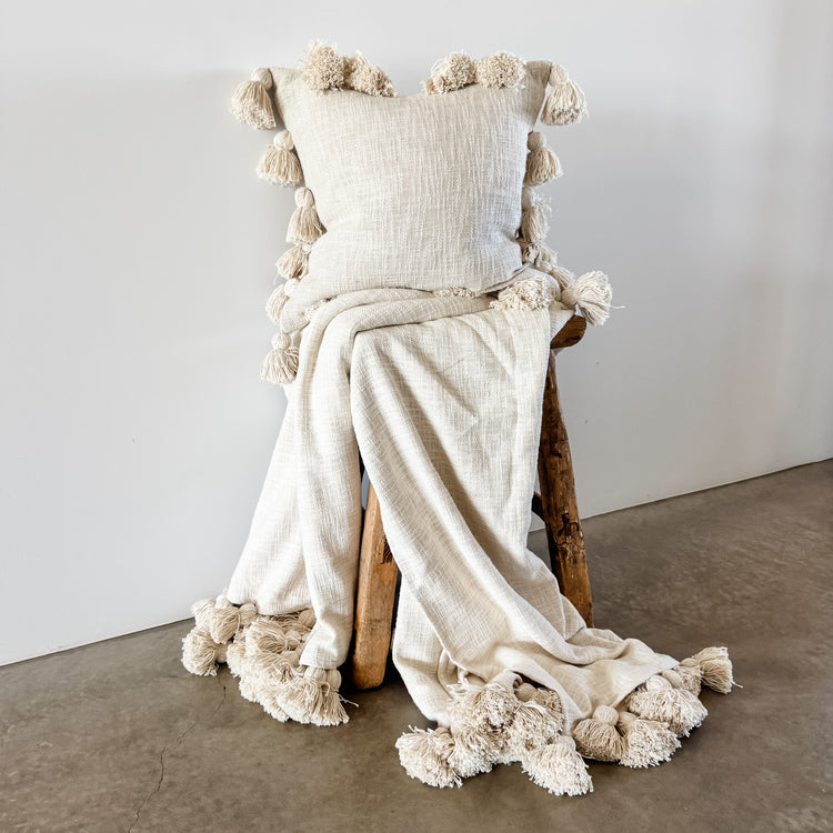 Maklak Tassel Cushion Cover – Natural | 45x45cm