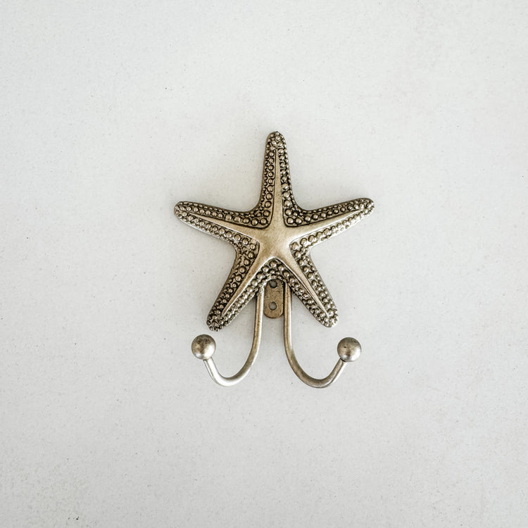 Coastal Pewter Starfish Double Hook
