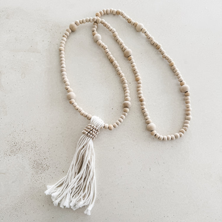 Natural Beaded Tassel Garland | 100cm