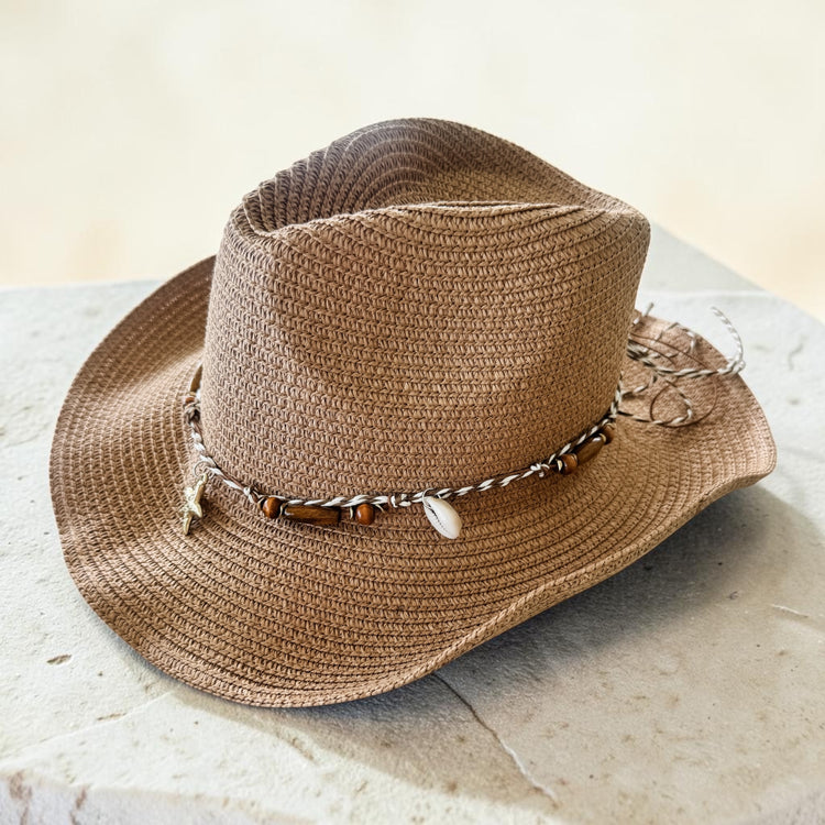 Coastal Cowgirl Hat | Tan with Starfish Charm