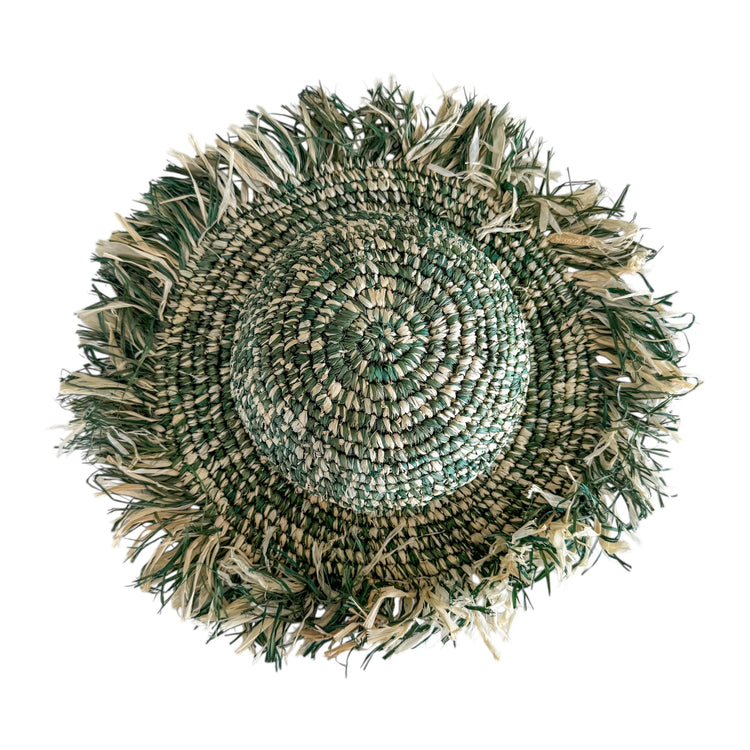 Isla Frayed Raffia Sun Hat – Sage Green