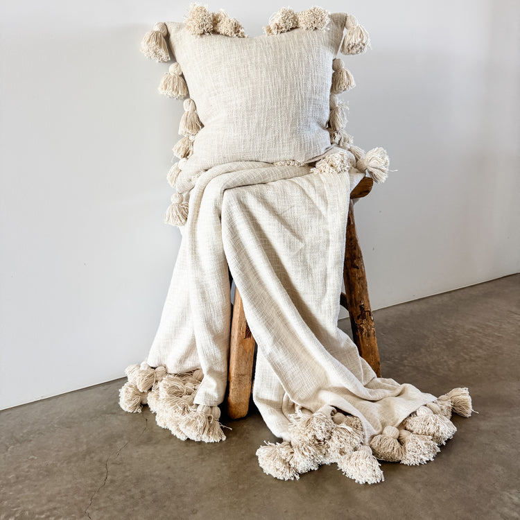 Maklak Tassel Cushion Cover – Natural | 45x45cm