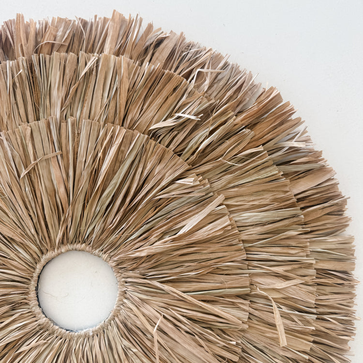 Natural Raffia Layered Wall Hanging