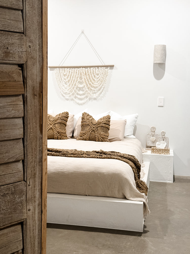 Maria Crochet Cushion Cover | Brown | 50x50cm