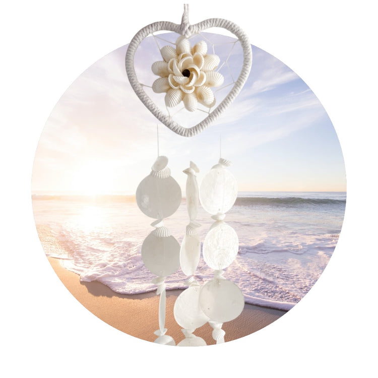 White Heart Shell Chime