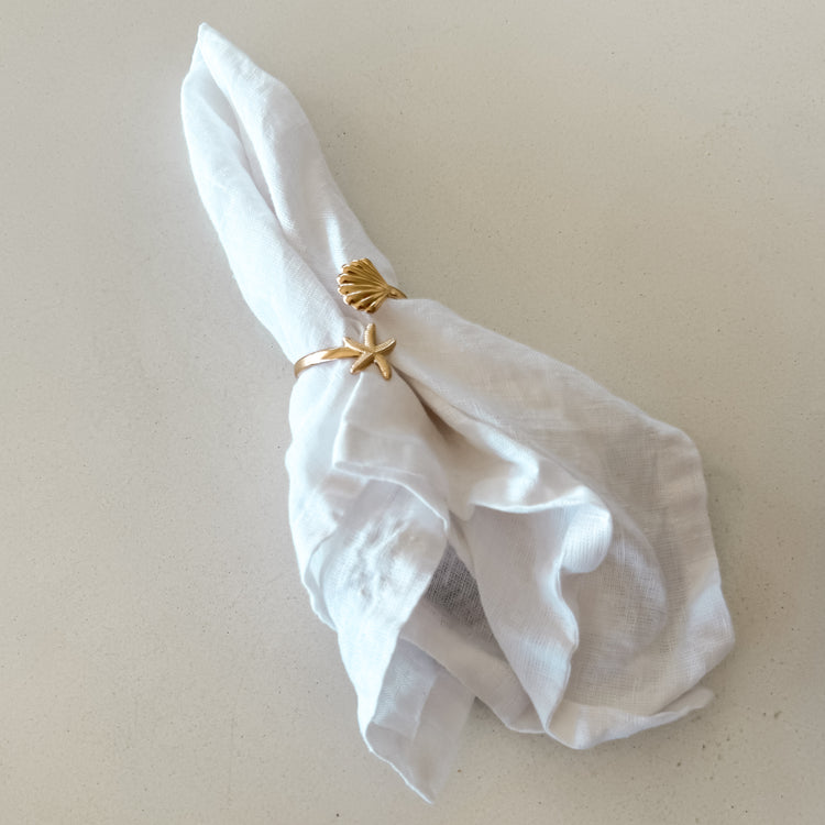 Coastal Gold Napkin Ring – Starfish & Seashell Design Preorder