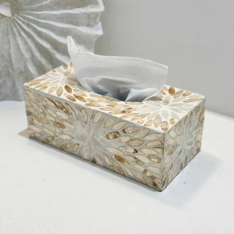 Shell Mosaic Tissue Box Cover | Floral