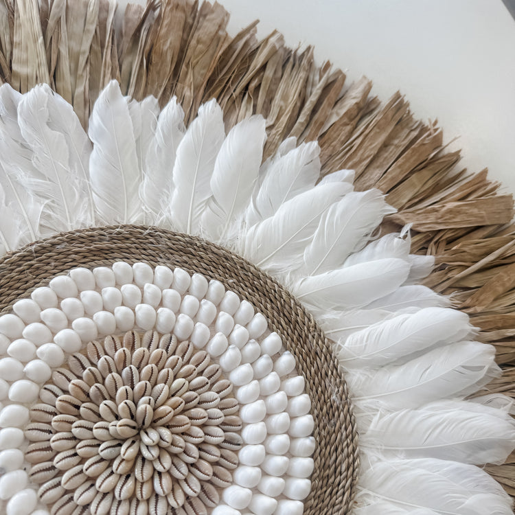Natural & White Feather Juju Wall Hanging