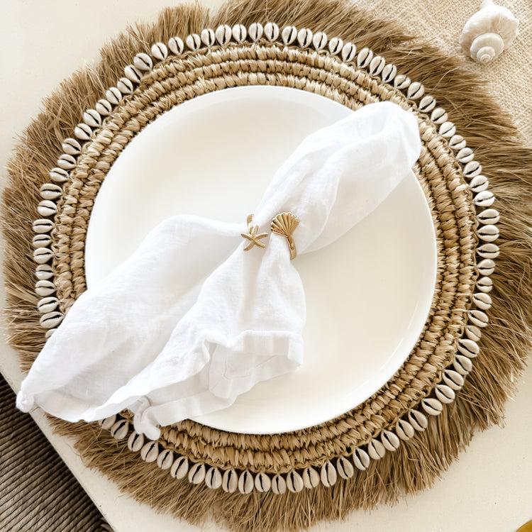 Coastal Gold Napkin Ring – Starfish & Seashell Design Preorder