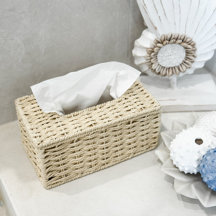 Natural Woven Rectangular Tissue Box Cover