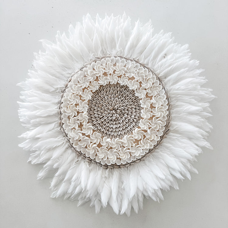 White Shell & Feather Juju Wall Hanging