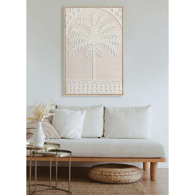 Palm 3D Painted Canvas Blush