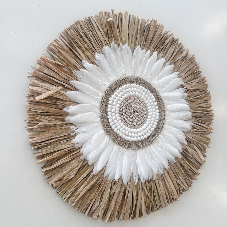 Natural & White Feather Juju Wall Hanging