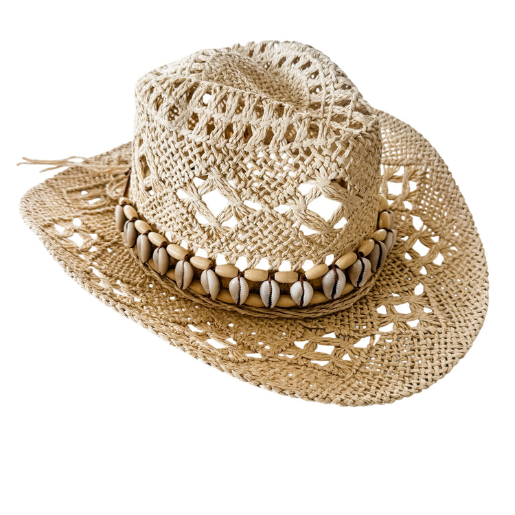 Isla Shell Raffia Cowboy Hat