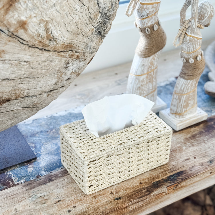 Natural Woven Rectangular Tissue Box Cover