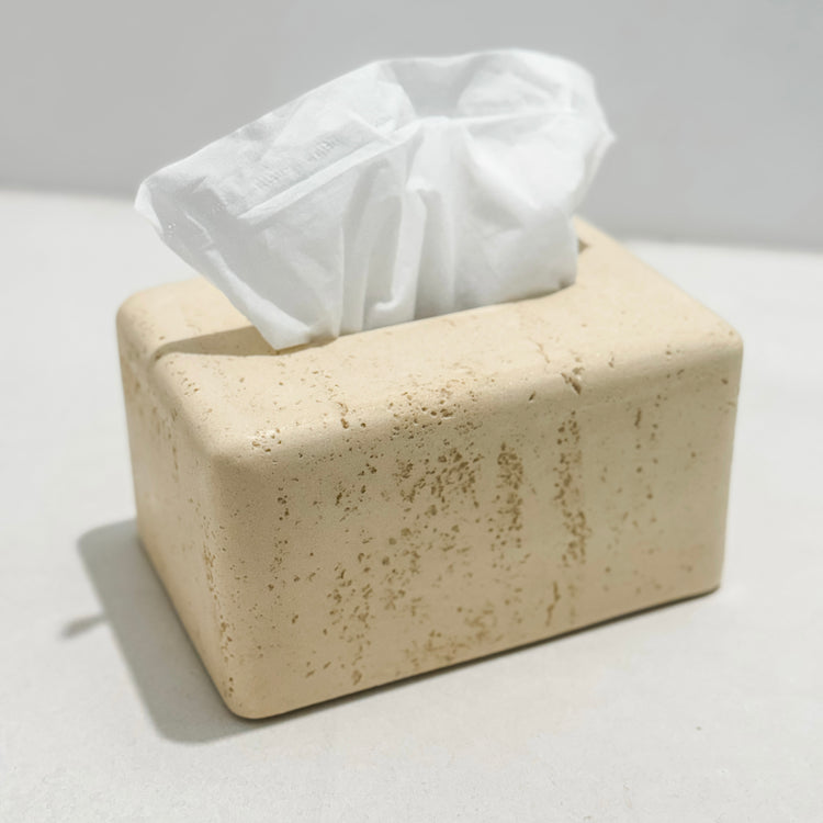 Travertine-Style Tissue Box | Sand