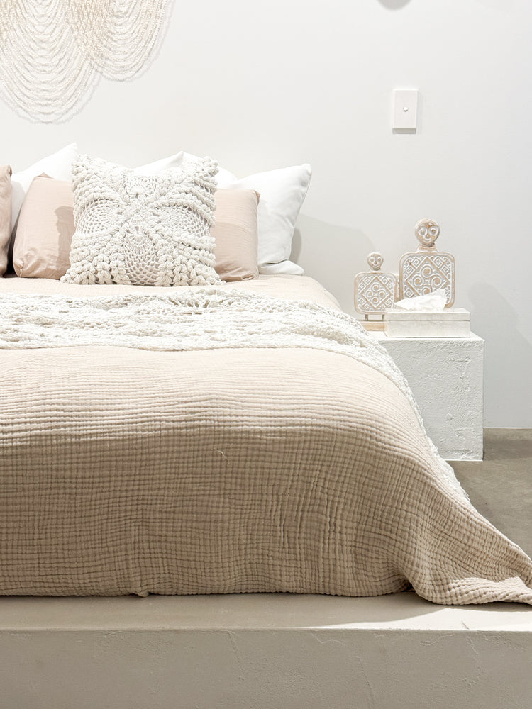 Maria Crochet Cushion Cover | White | 50x50cm