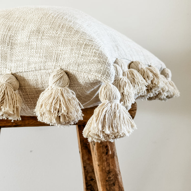 Maklak Tassel Cushion Cover – Natural | 45x45cm