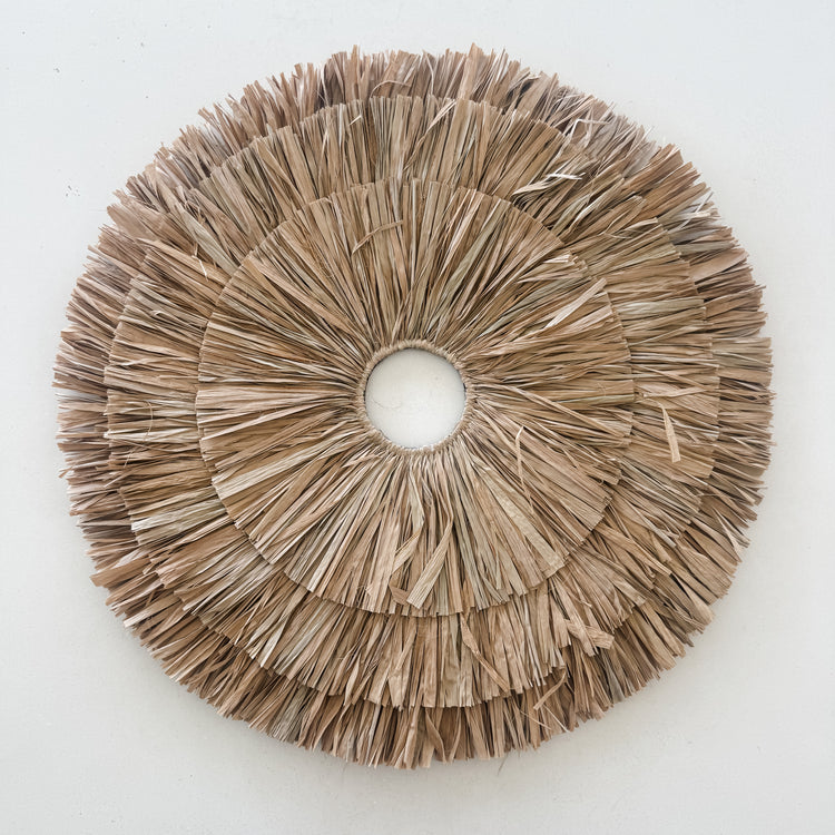 Natural Raffia Layered Wall Hanging