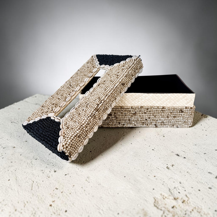 Maya Beaded & Cowrie Tissue Box Cover
