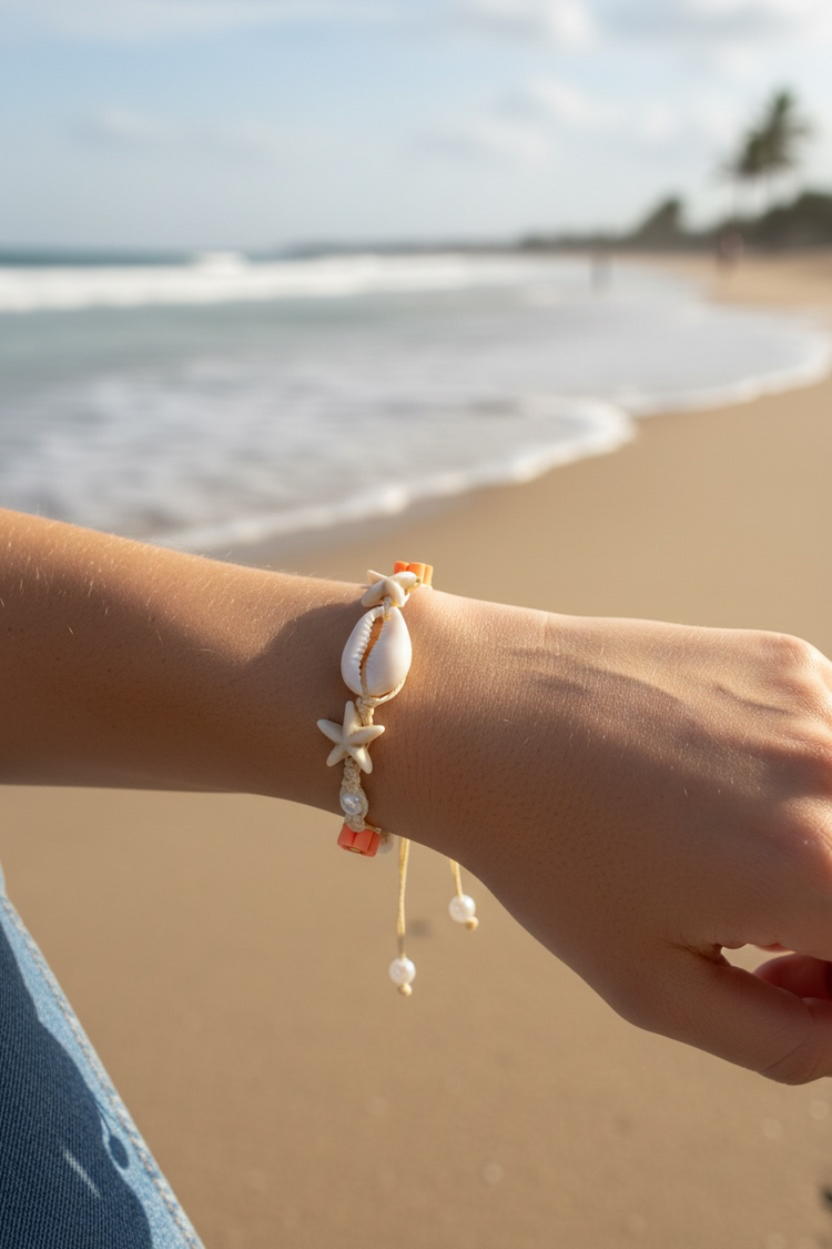 Coastal Bloom Shell Anklet Bracelet