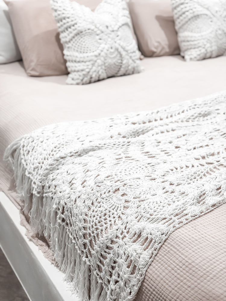 Maria Crochet Throw Bed Runner | White | Preorder