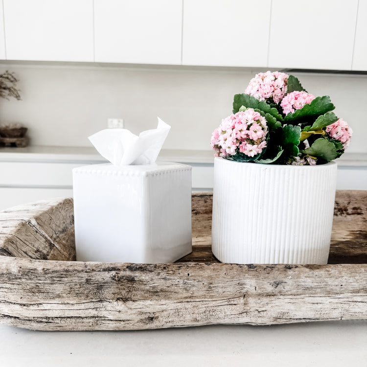 Maeve White Ceramic Tissue Box