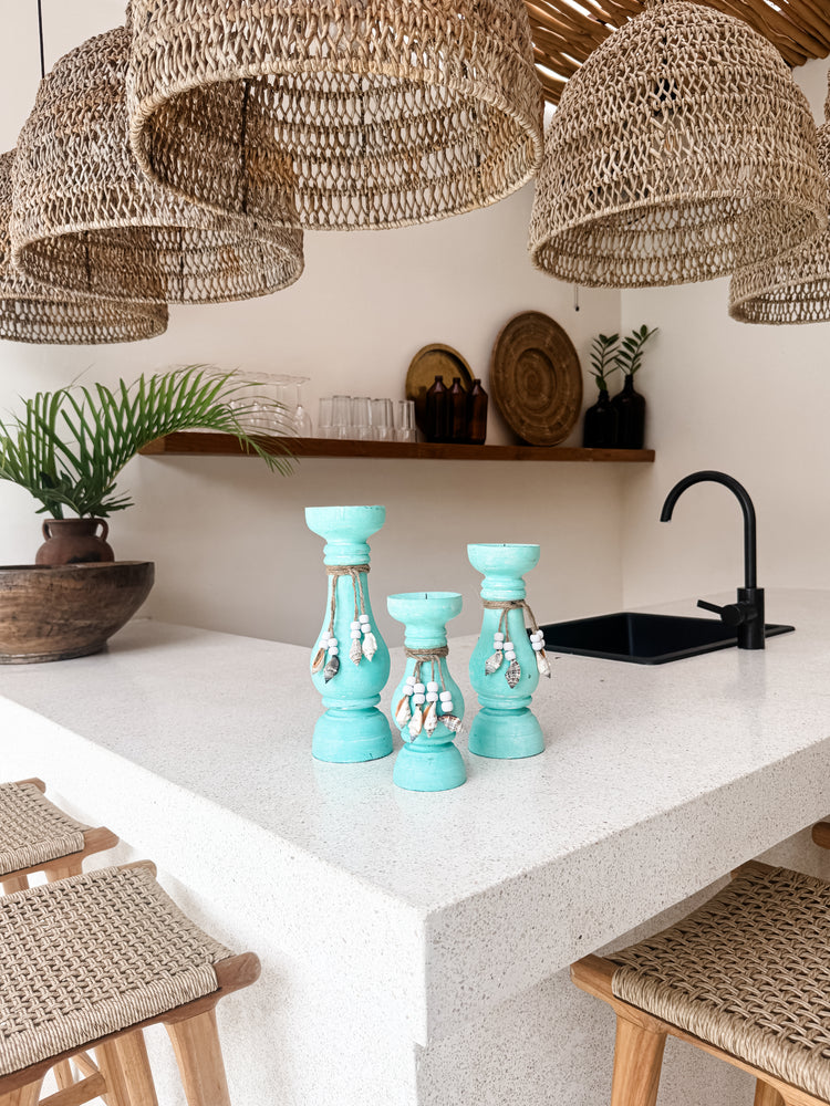 Tide Candle Holders | Aqua | Set of 3 Preorder
