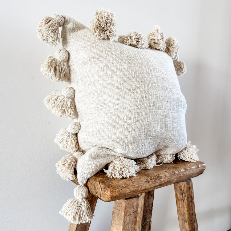 Maklak Tassel Cushion Cover – Natural | 45x45cm