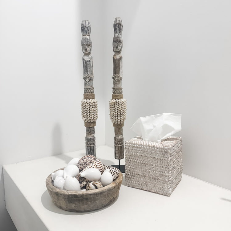 Coastal Rattan Tissue Box Cover – Whitewash Preorder