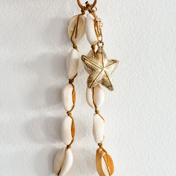 Cowrie Shell & Starfish Bag Charm Keyring