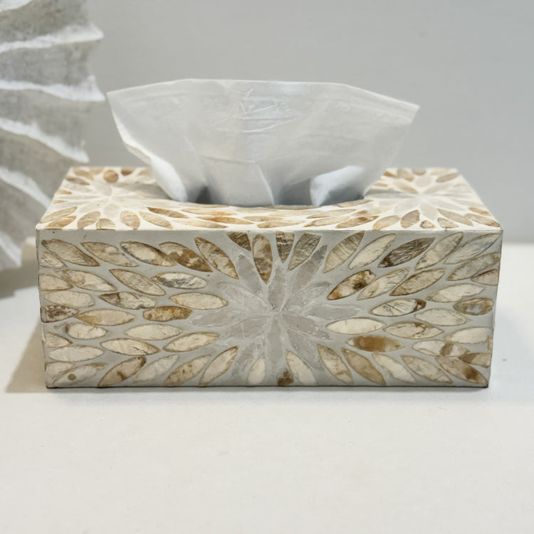 Shell Mosaic Tissue Box Cover | Floral