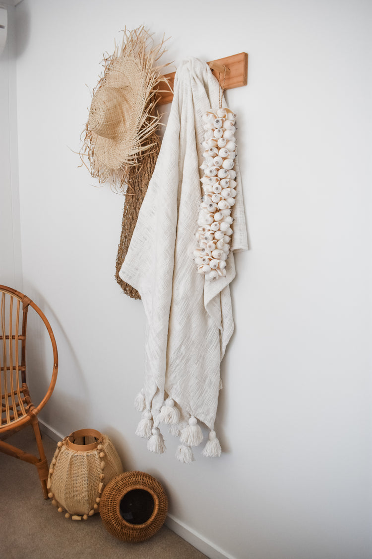 Maklak Tassel Throw | White | Willow & Beech Essentials Collection