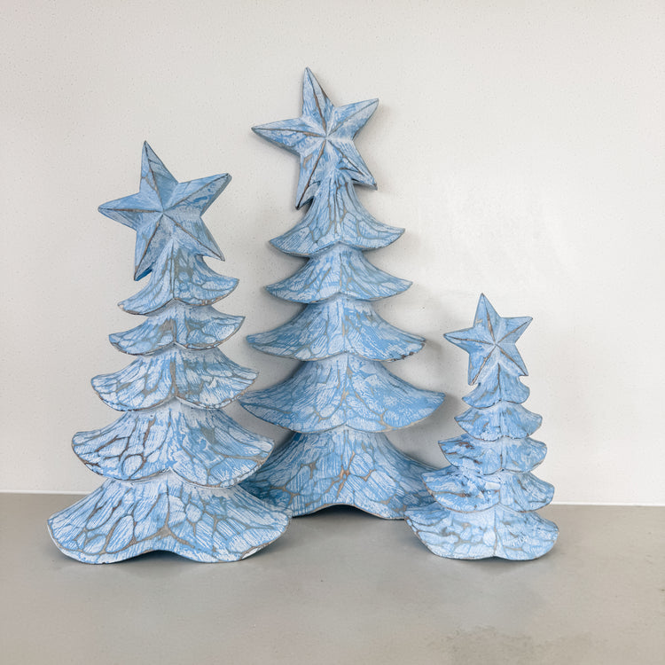 Ice Blue Coastal Christmas Tree Trio – Limited Edition