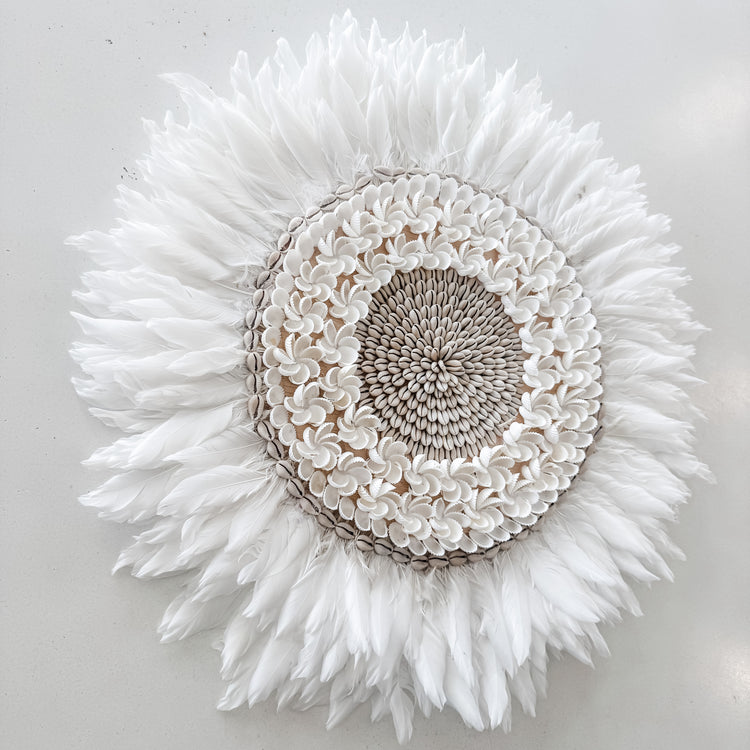 White Shell & Feather Juju Wall Hanging