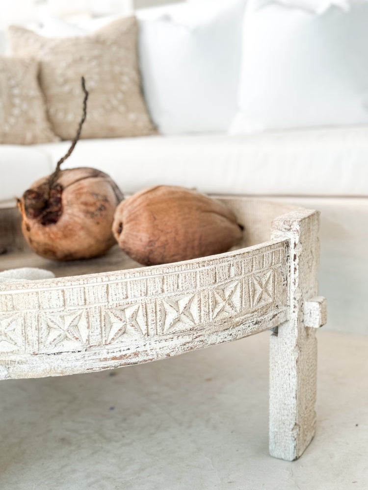 Indian Grinder Table | White Washed