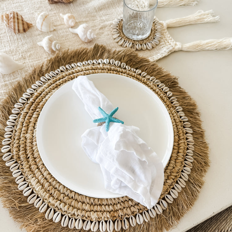 Coastal Charm Napkin Ring Set – Starfish, Seahorse & Shell (Set of 4)