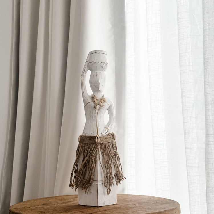 Coastal Island Tribal Lady Statue – Whitewash