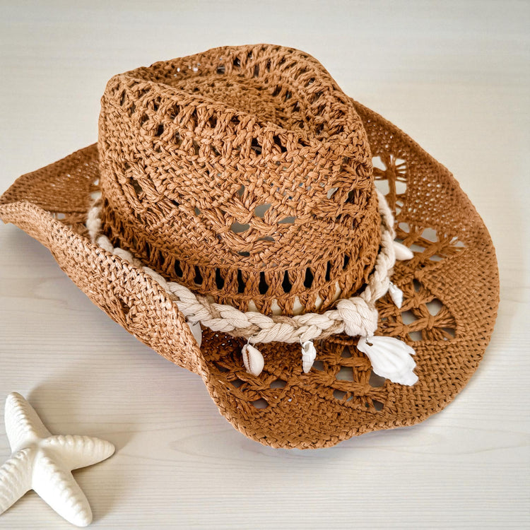 Seashell Breeze Straw Hat | Brown Preorder