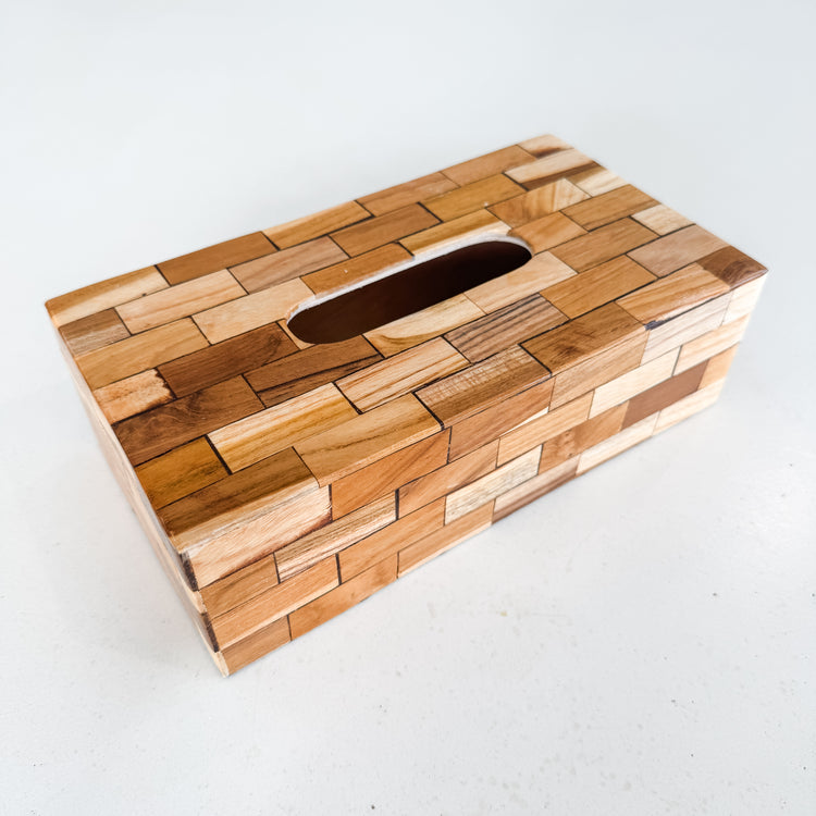 Wood Mosaic Tissue Box