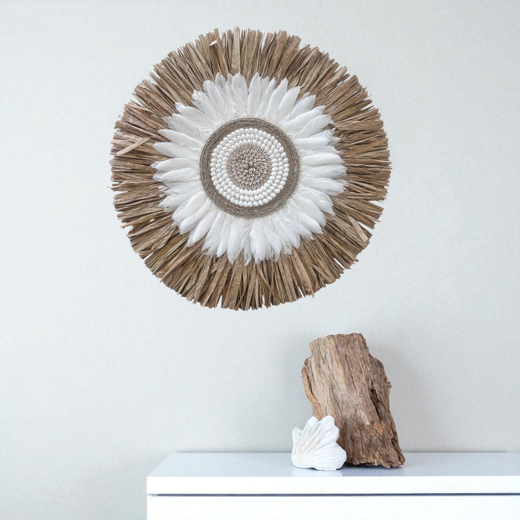 Natural & White Feather Juju Wall Hanging
