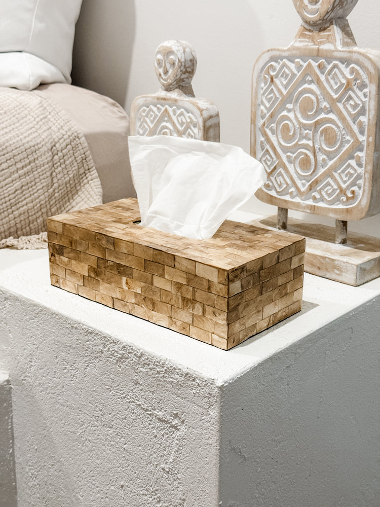 Capiz Mosaic Tissue Box | Natural
