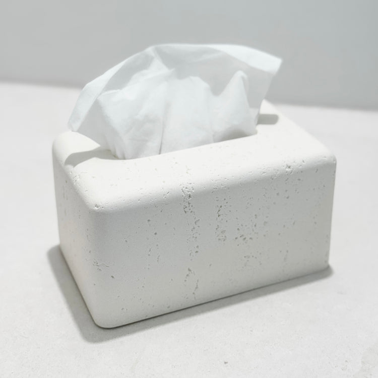 Travertine-Style Tissue Box | Chalk