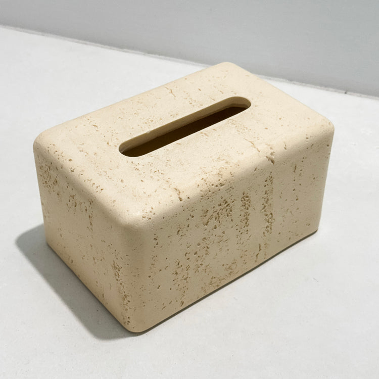 Travertine-Style Tissue Box | Sand