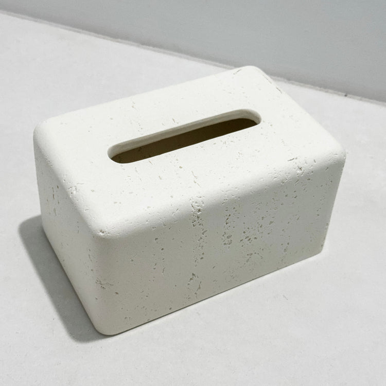 Travertine-Style Tissue Box | Chalk