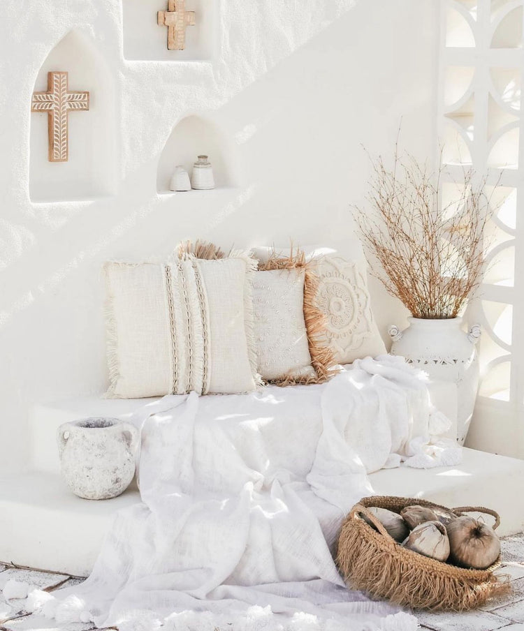 Milos Rustic White Urn | Short