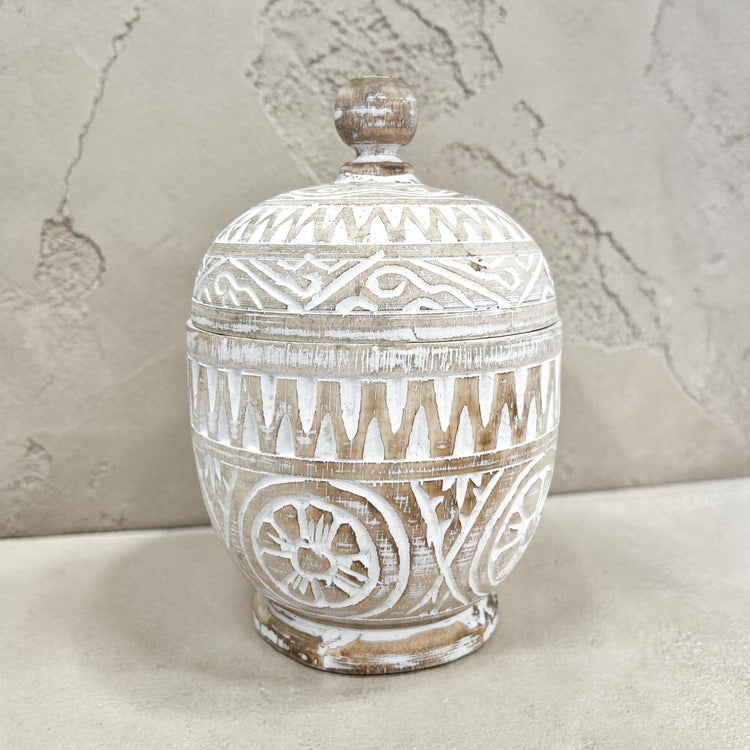Solstice Lidded Pot | White Wash